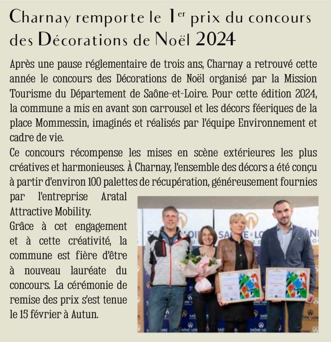 Charnay-Lès-Mâcon 1er prix décoration de Noël en palette de récupération Aratal